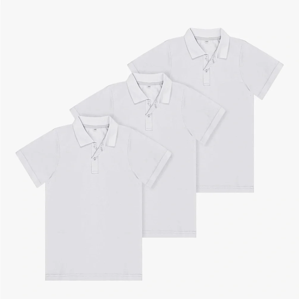 248 NIB Toulite 3 Pcs‎ Short Sleeve Solid Polo Shirt Boys Girls-Size: 130 (8-9Y)